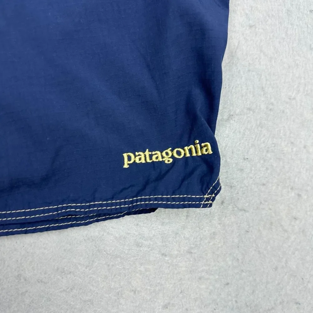 Patagonia Men's Swim Trunks Size 38 Blue Gold Unlined Elastic‎ Drawstring Waist